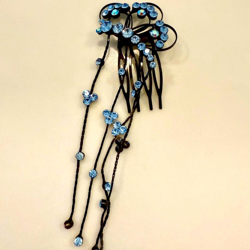 Small Blue crystal hair comb hair clip